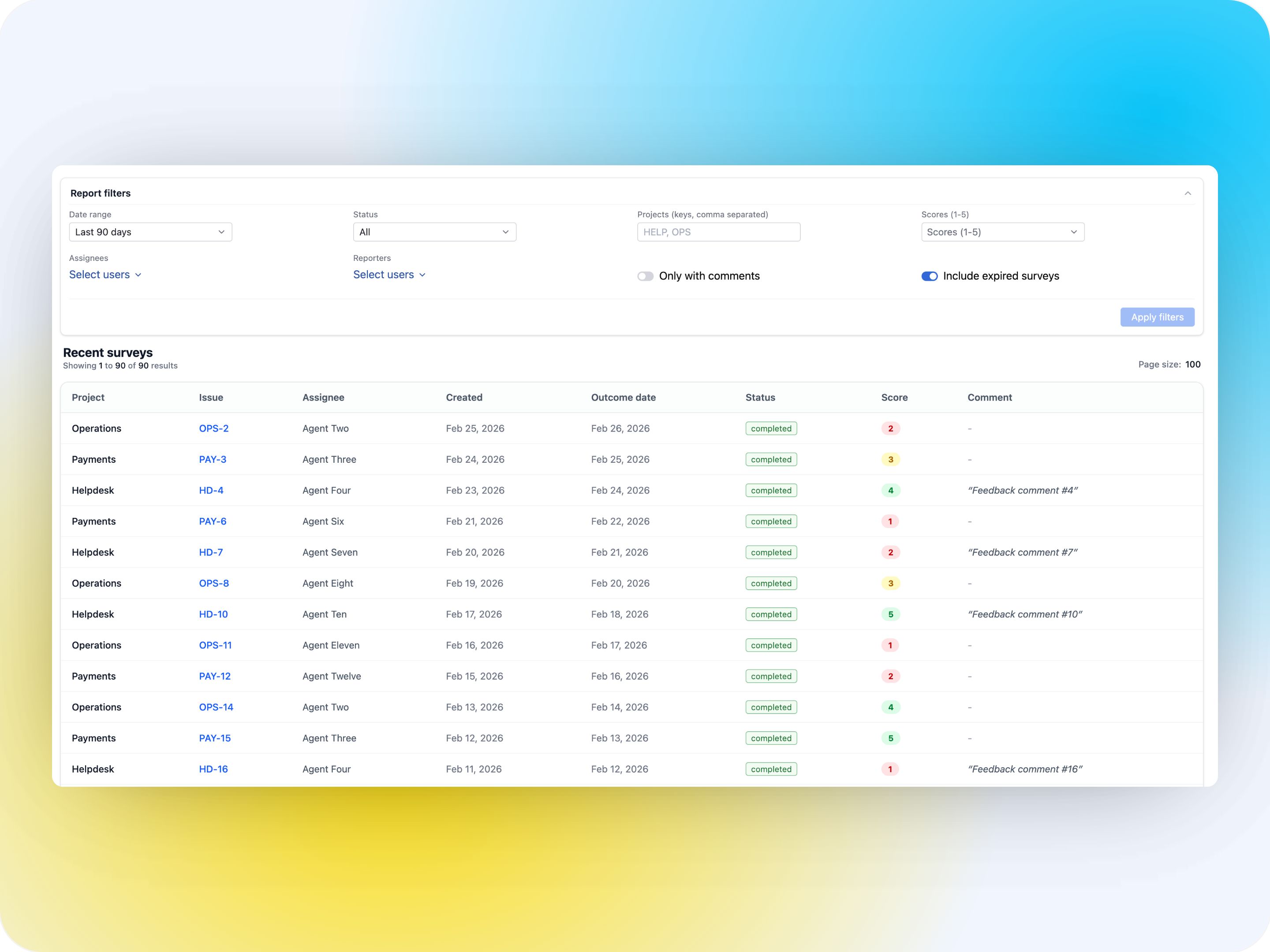 Customer Satisfaction (CSAT) - Response Reports